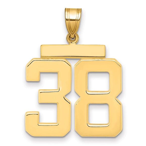 14k Yellow Gold Athletic Collection Large Polished Number 38 Pendant